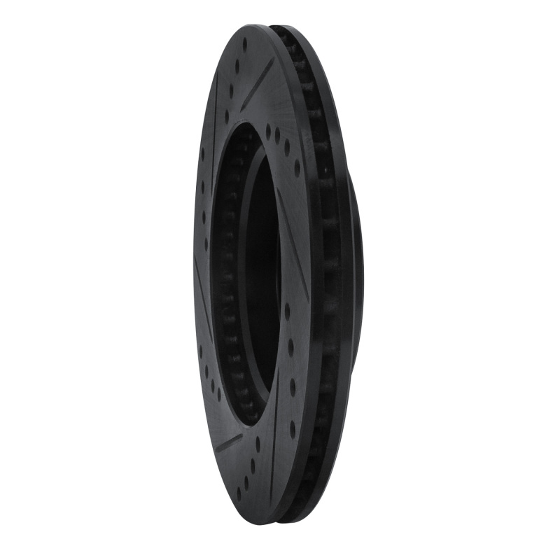 Toyota MR2 Spyder Brake Rotor (1) - Front Right - R1 Concepts - Drilled & Slotted - Black - `00-`05